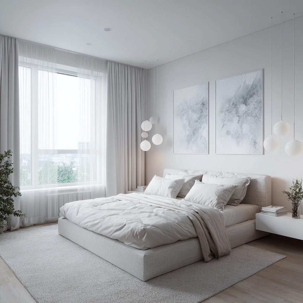 Спокойные цвета краски для стен спальни.