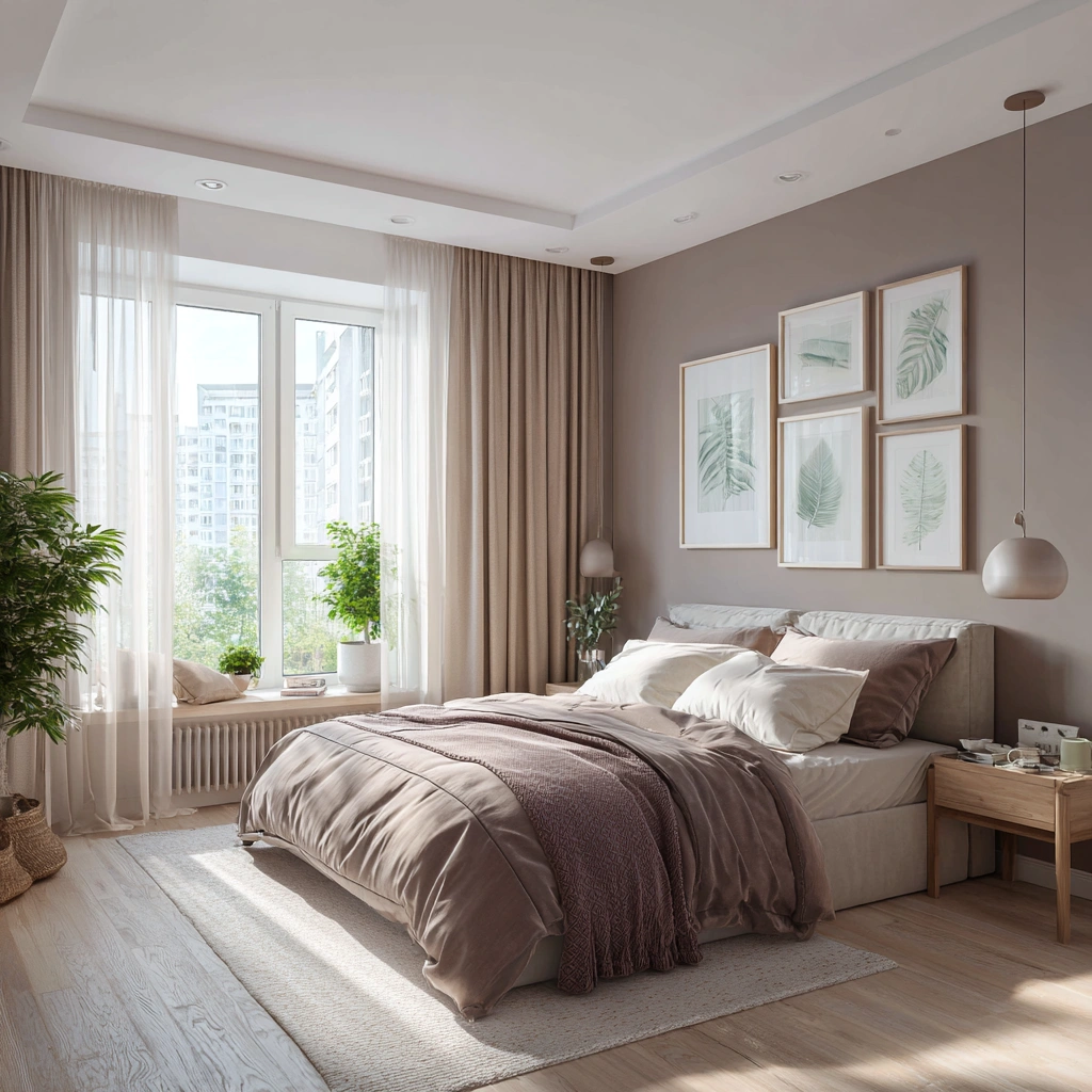 Спокойные цвета краски для стен спальни.