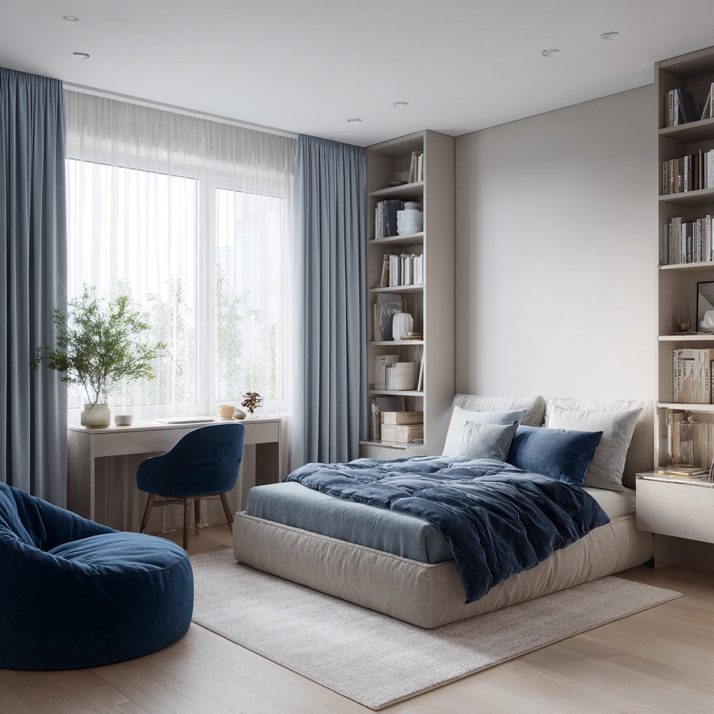 Спокойные цвета краски для стен спальни.