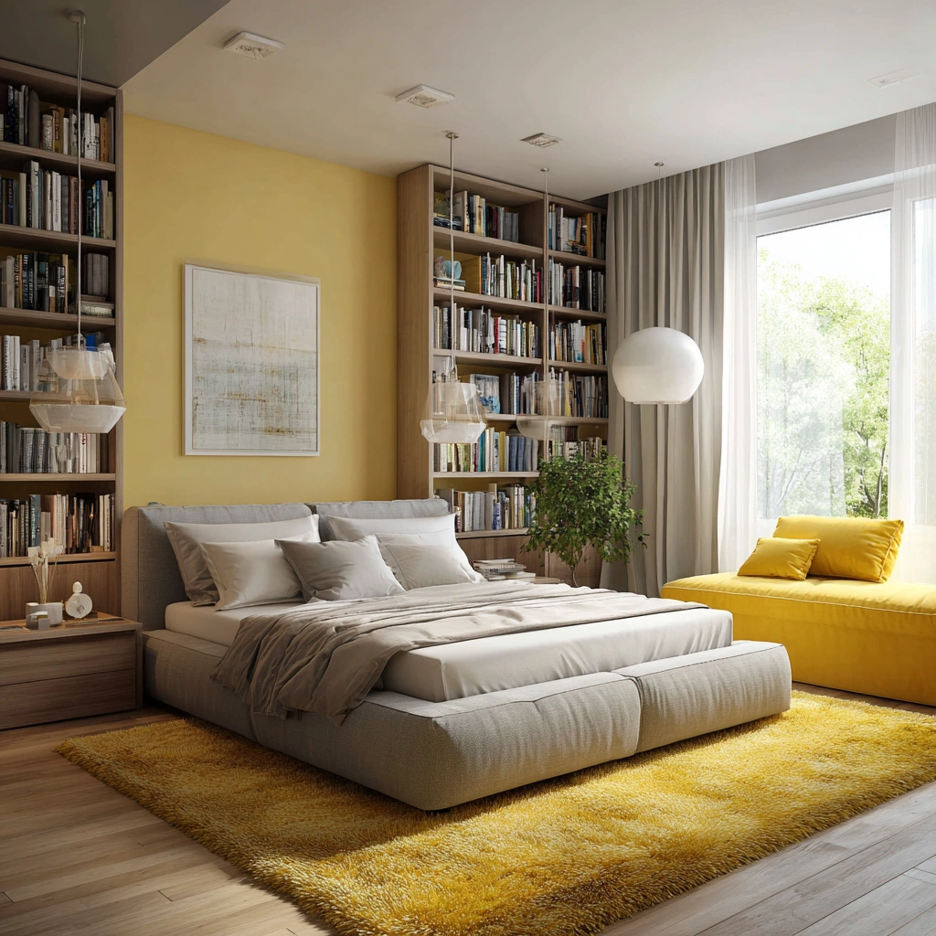 Спокойные цвета краски для стен спальни.