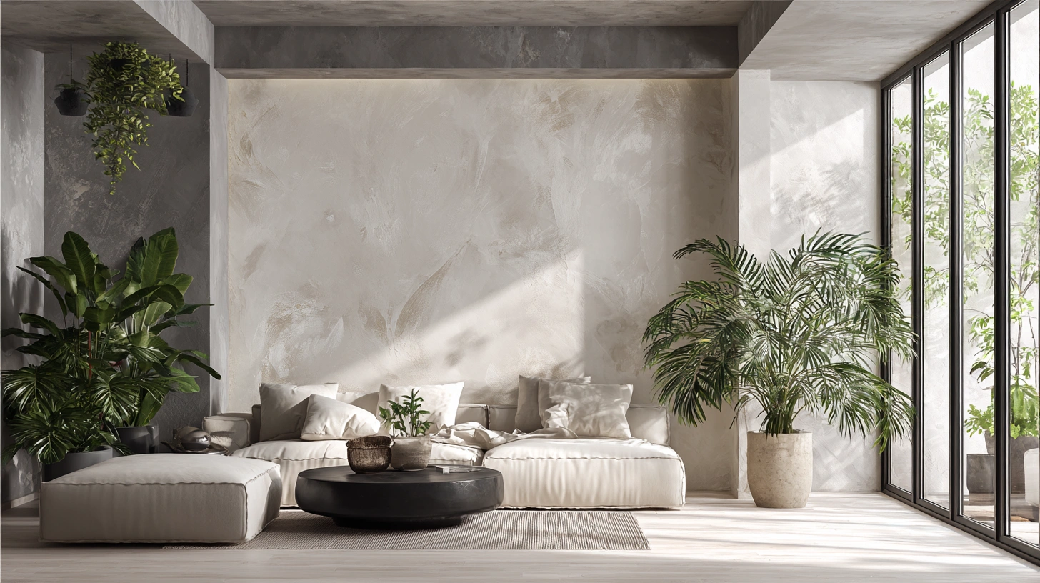 Как подобрать цвет декоративной штукатурки для гостиной.